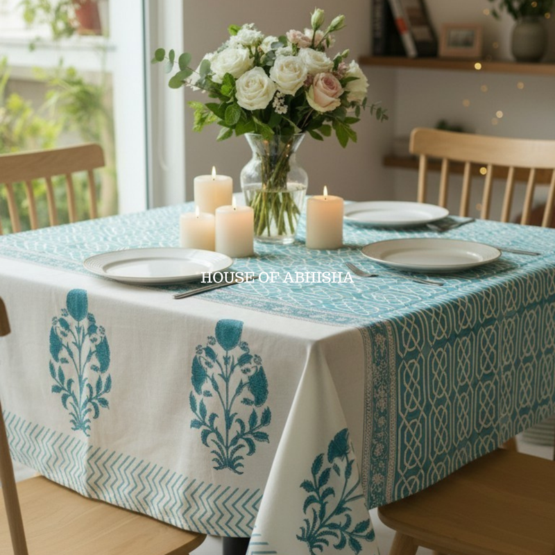 Meadow Handblock Printed South Cotton Table Cover