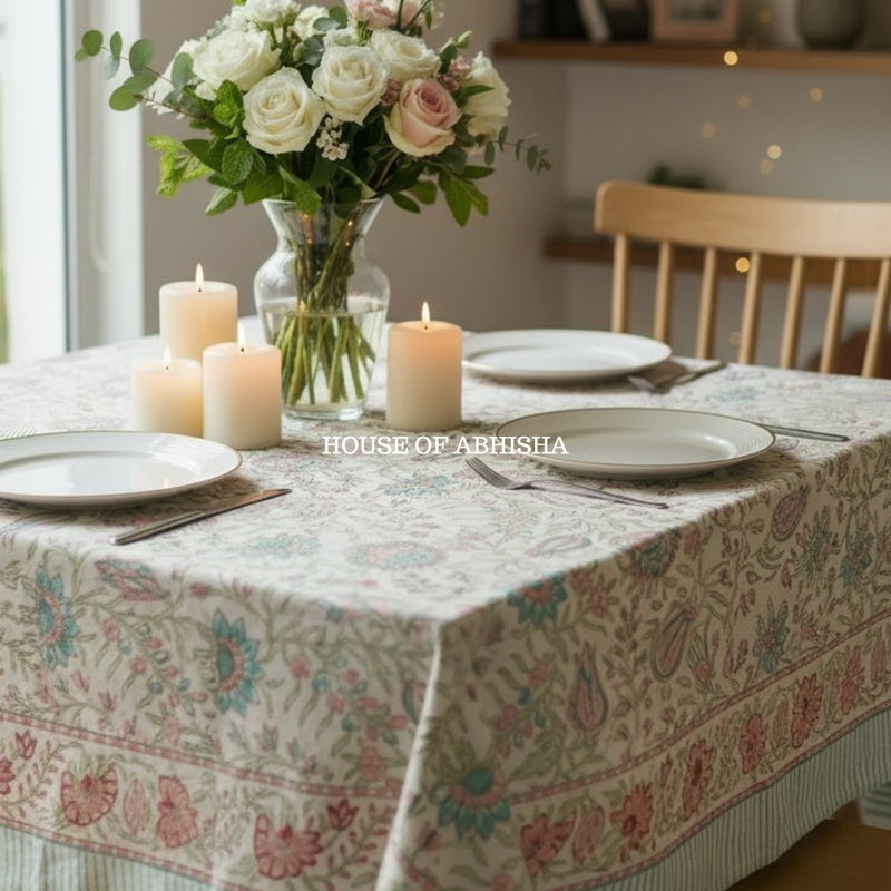 Fulkari Handblock Printed South Cotton Table Cover