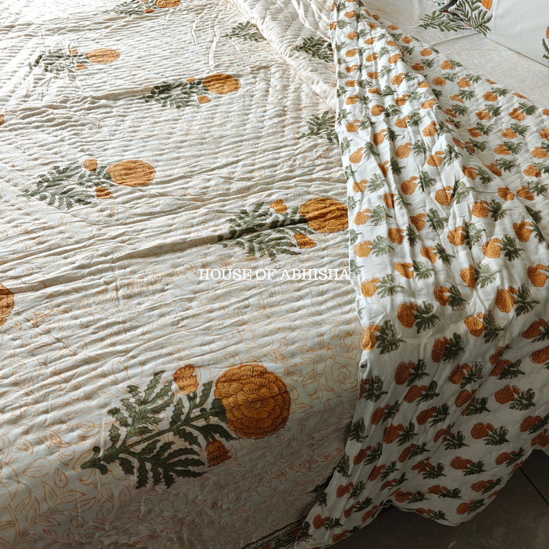Genda Phool Reversible Organic Mulmul Cotton Quilt