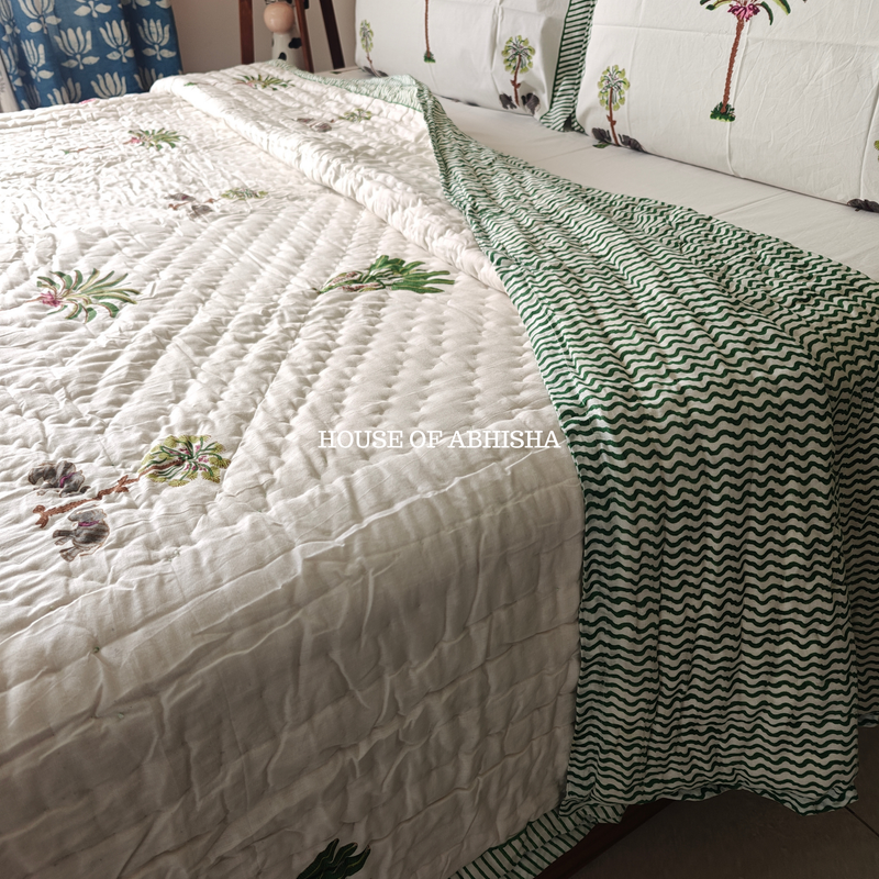 Vanika Reversible Organic Mulmul Cotton Quilt