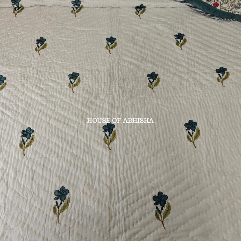 French Garden Reversible Organic Mulmul Cotton Quilt