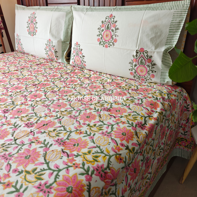 Bahar Hand Block Premium Bedsheet Set