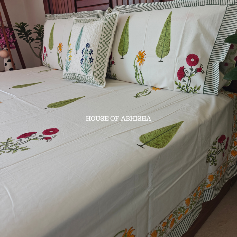 Bahar Hand Block Premium Bedsheet Set