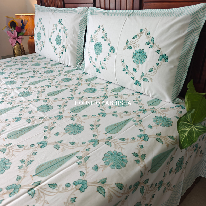 Lush Lore Hand Block Premium Bedsheet Set