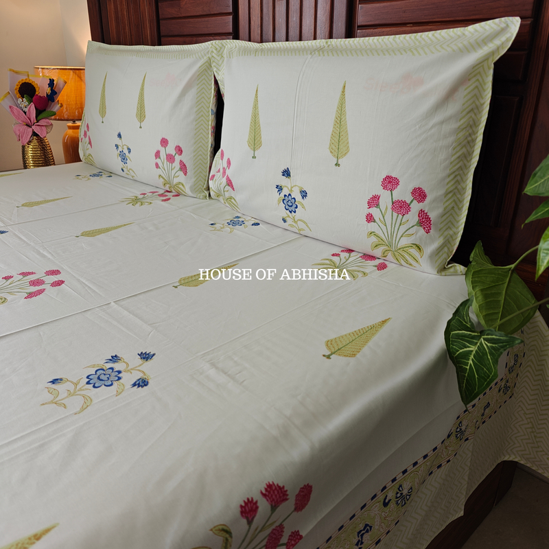Gulzar Hand Block Premium Bedsheet Set