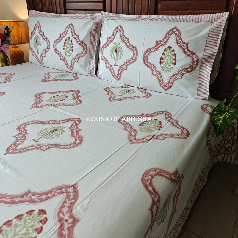 Rangoli Hand Block Premium Bedsheet Set