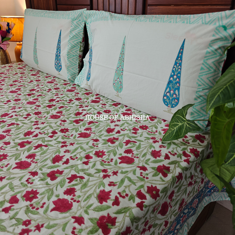 Bageecha Hand Block Premium Bedsheet Set