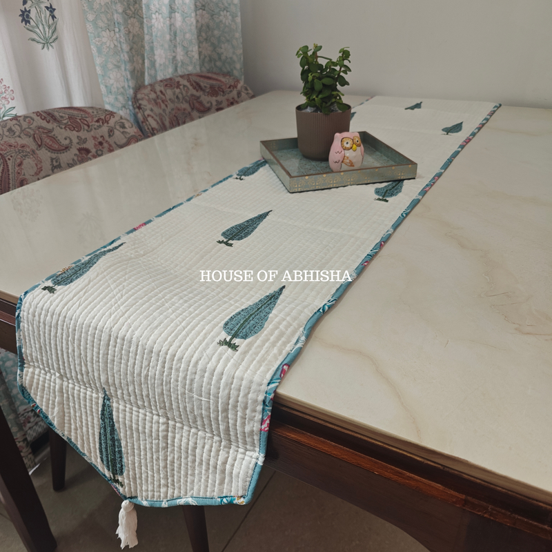 Handblock Printed Quilted Reversible Table Runner