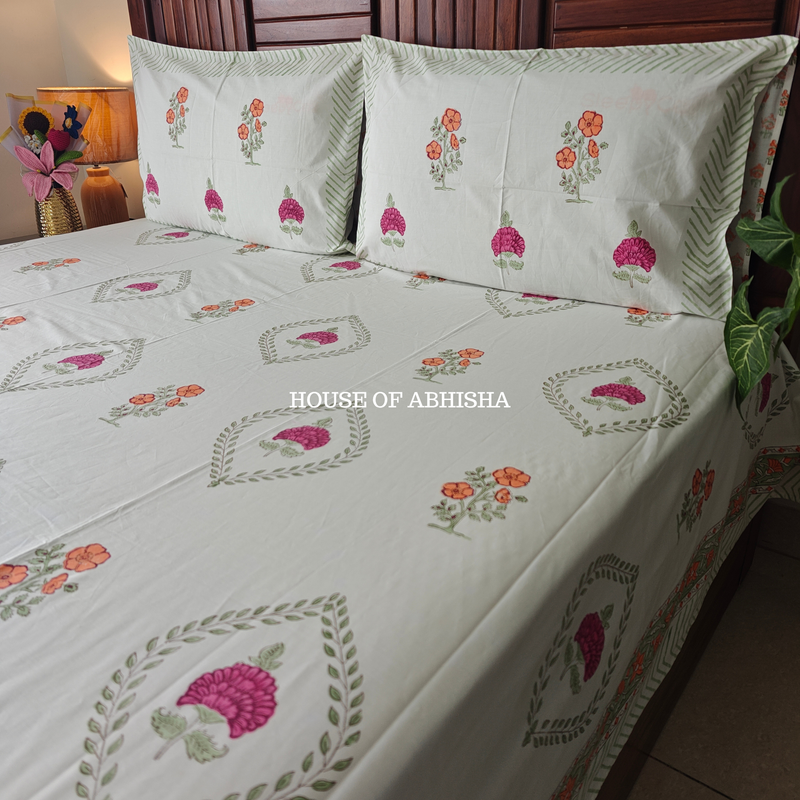 Riwaayat Hand Block Premium Bedsheet Set