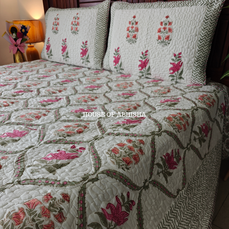 Rani Bagh Quilted Cotton Reversible Bedcover