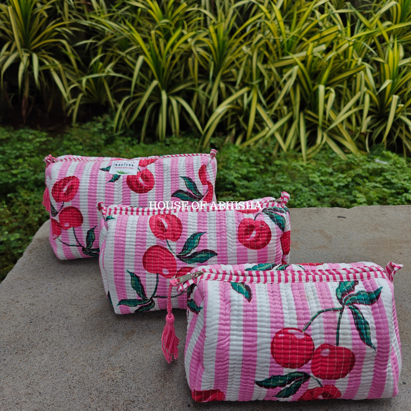 Eden Bloom Quilted Utility Pouches - Set of 3