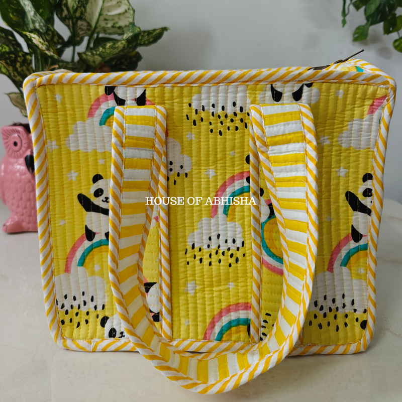 Panda Mini Quilted Cotton Tote Bag
