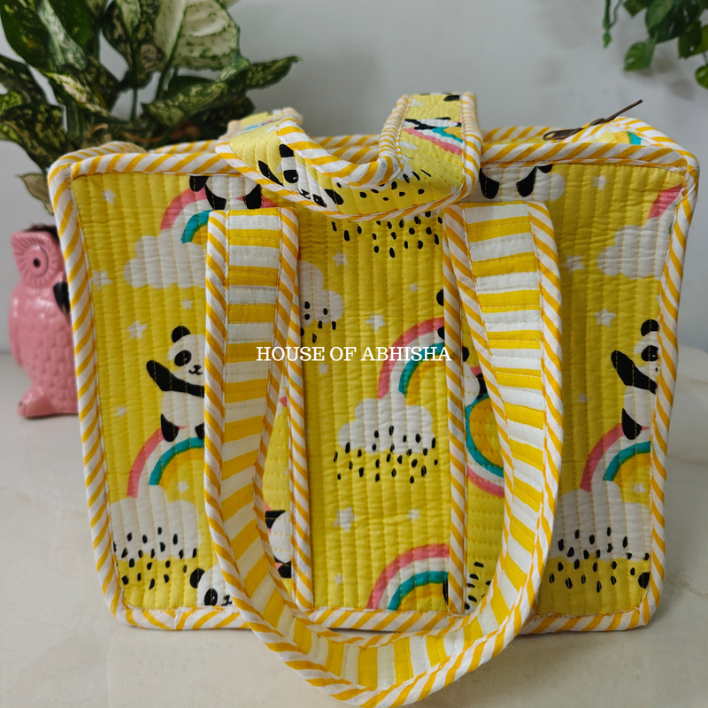 Panda Mini Quilted Cotton Tote Bag