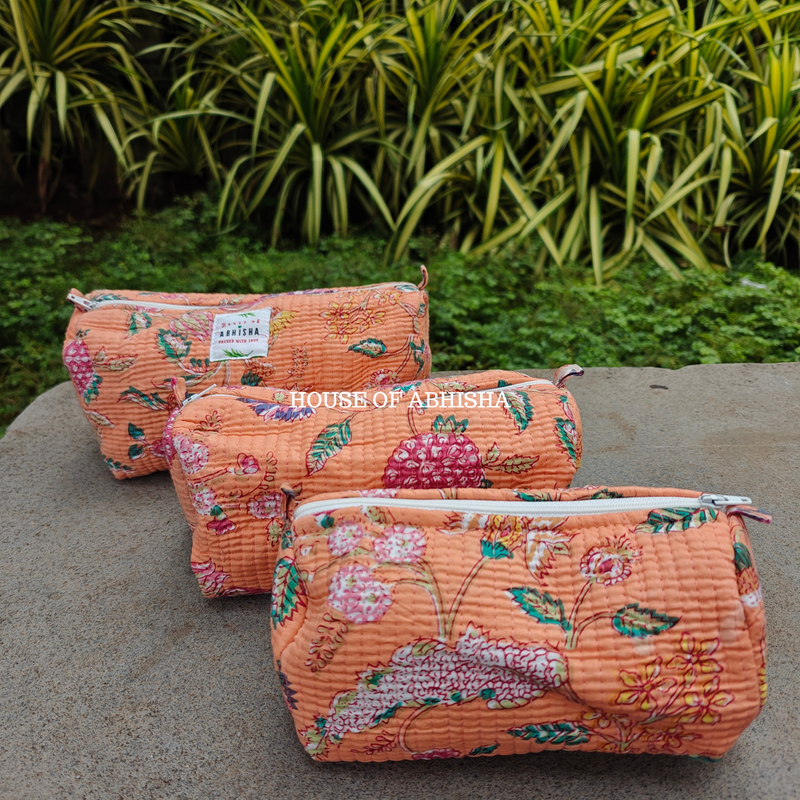 Garden Bloom Quilted Utility Pouches - Set of 3