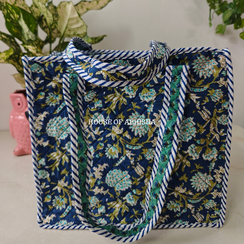 Iris Mini Quilted Cotton Tote Bag
