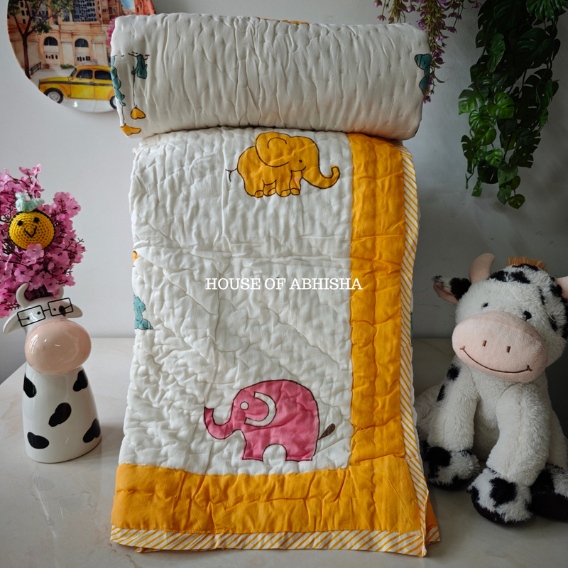 Little Haven Handblock Printed Mulmul Kids Quilt