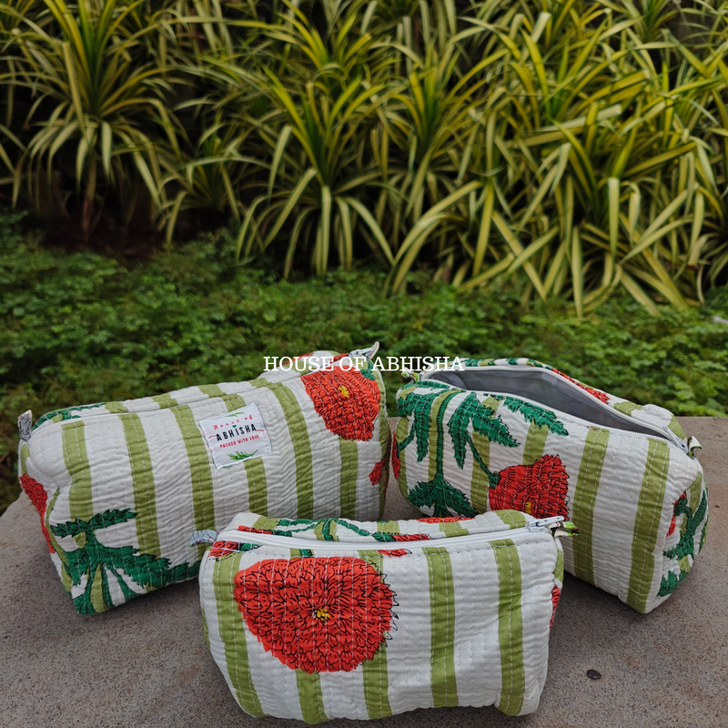 Madhavi Trio Quilted Utility Pouches - Set of 3