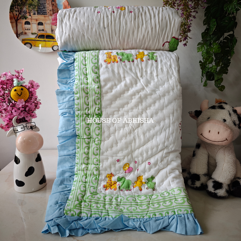 Cuddle Cove Handblock Printed Mulmul Kids Quilt
