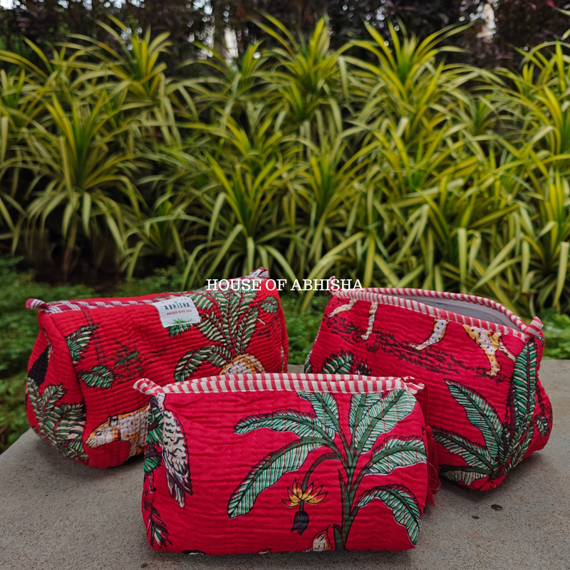 Wild Eden Quilted Utility Pouches - Set of 3