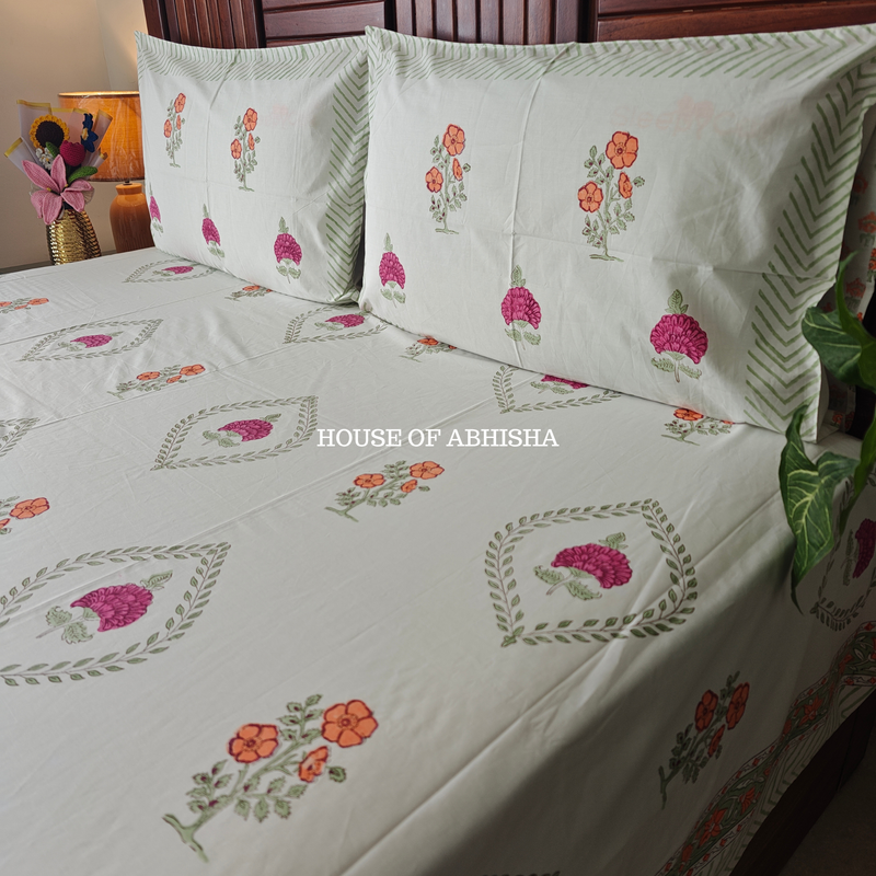 Riwaayat Hand Block Premium Bedsheet Set