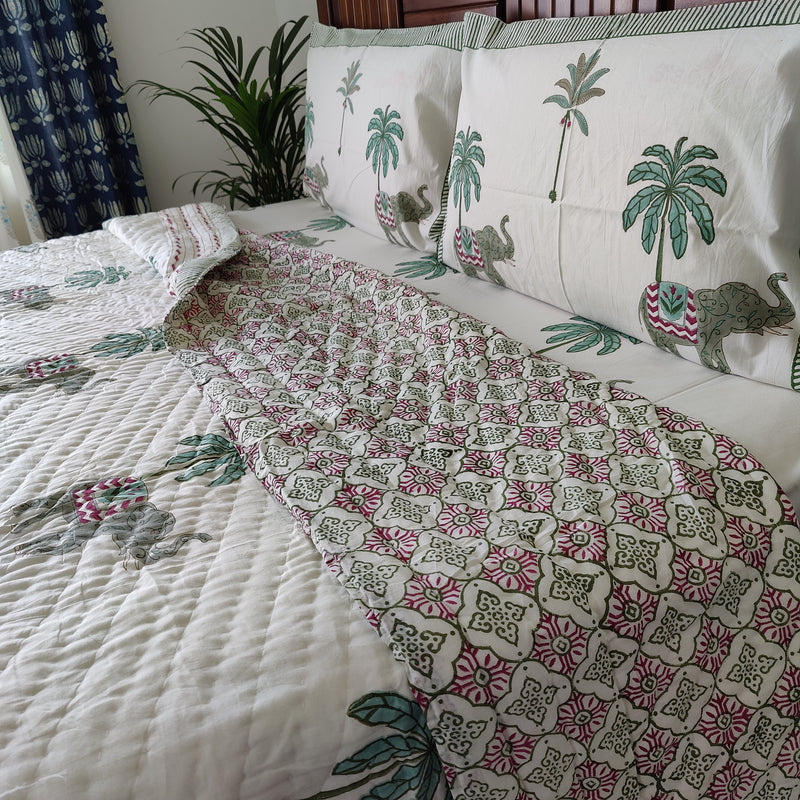 Palm Court Reversible Organic Mulmul Cotton Quilt