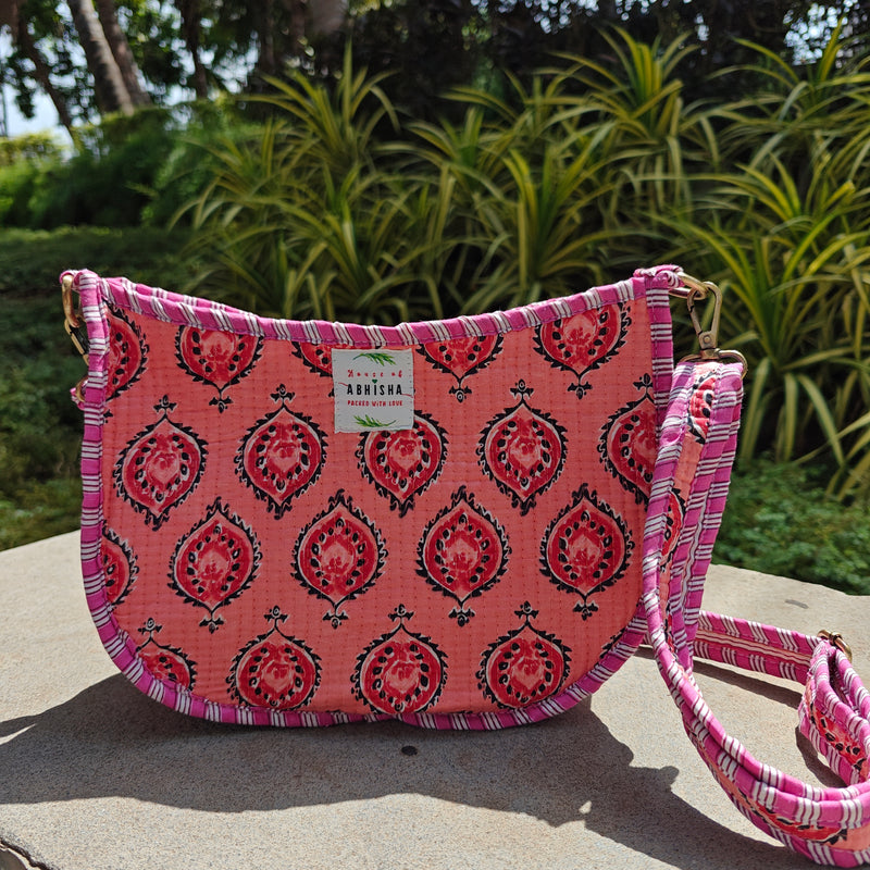 Nazm Handblock Printed Quilted Sling Bag