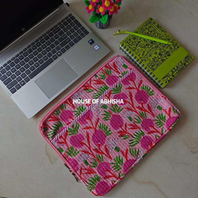 Lush Lore Handblock Printed Quilted Laptop Sleeve