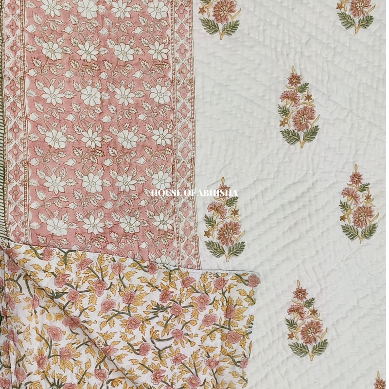 Mughal Bagh Reversible Organic Mulmul Cotton Quilt – Set of 2