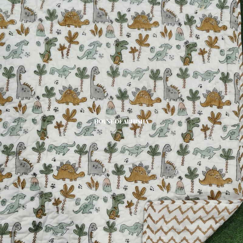 Jungle Safari Handblock Printed Mulmul Kids Quilt