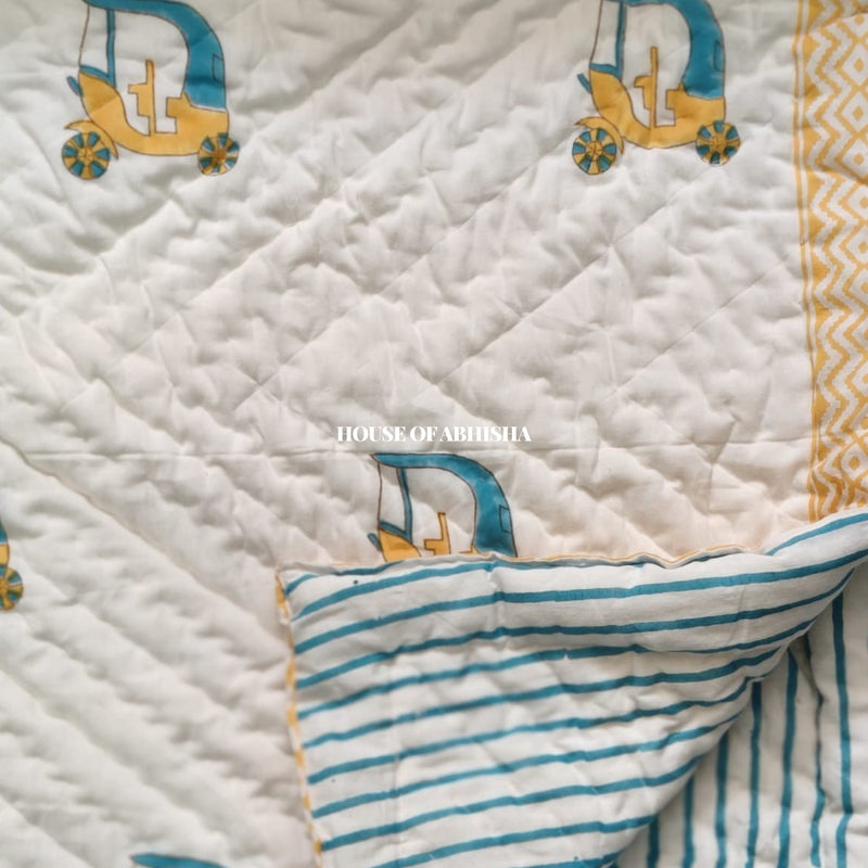 Playtime Handblock Printed Mulmul Kids Quilt