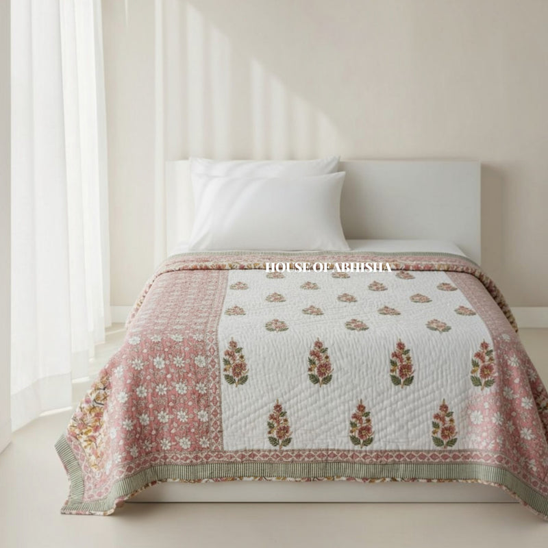 Mughal Bagh Reversible Organic Mulmul Cotton Quilt – Set of 2