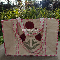 Red Marigold Canvas Cotton Tote Bag