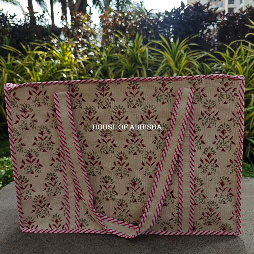 Red Marigold Canvas Cotton Tote Bag