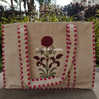 Red Poppy Canvas Cotton Tote Bag