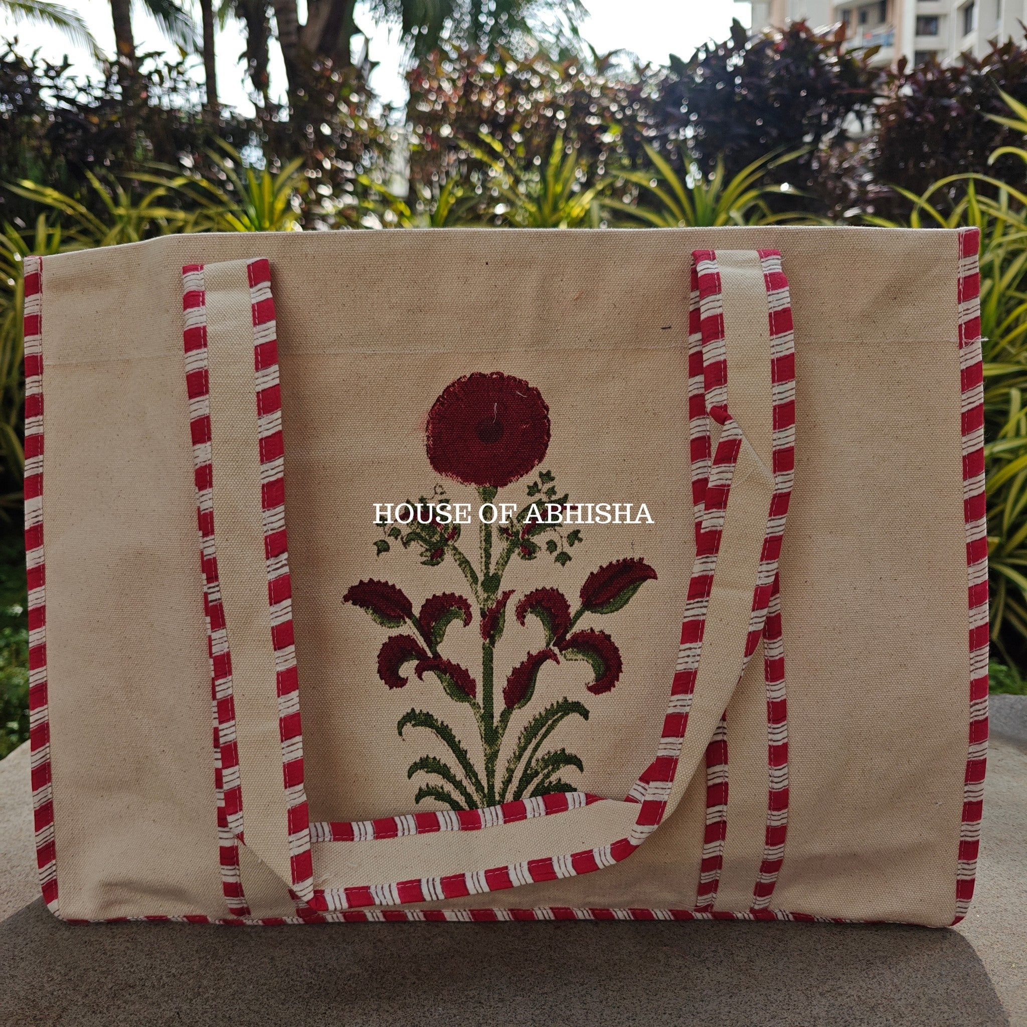 Red Poppy Canvas Cotton Tote Bag