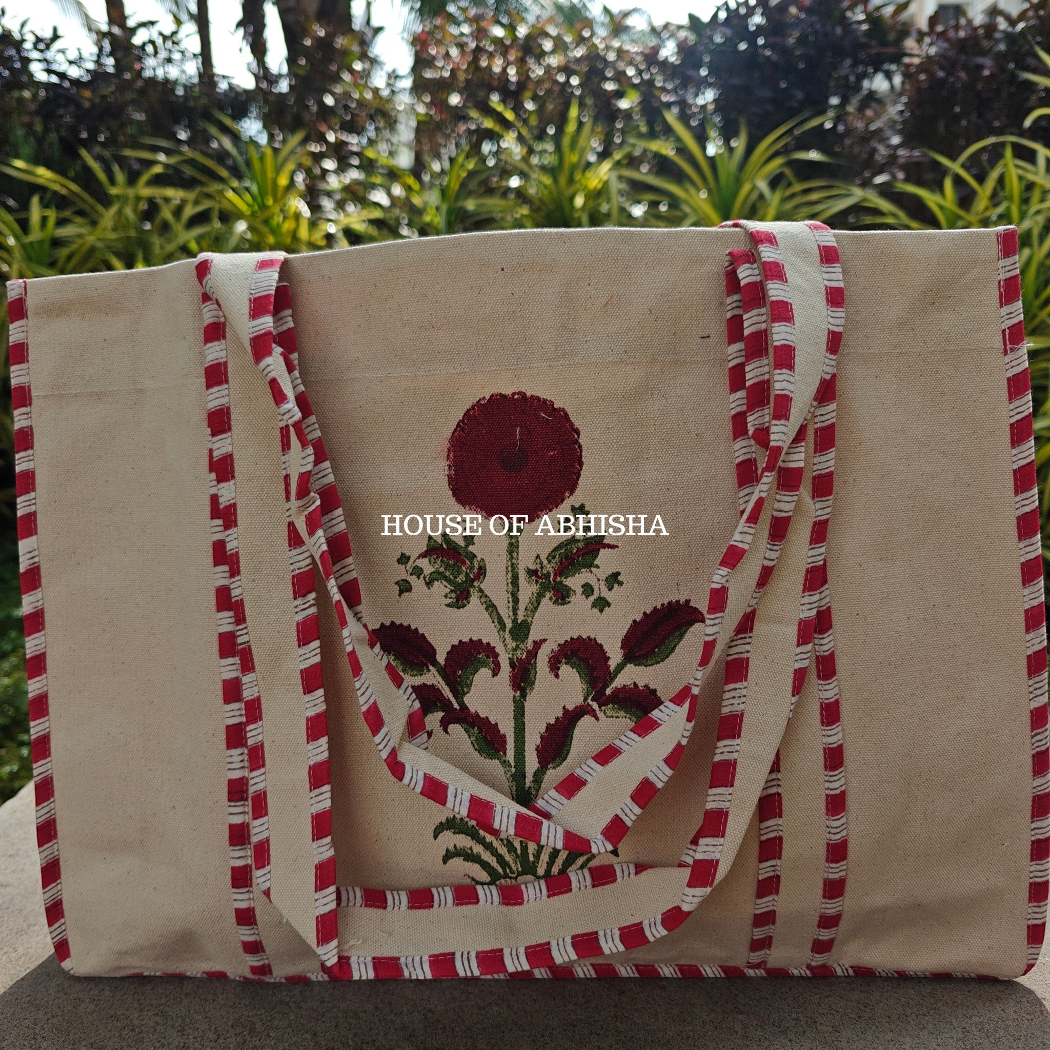 Red Poppy Canvas Cotton Tote Bag