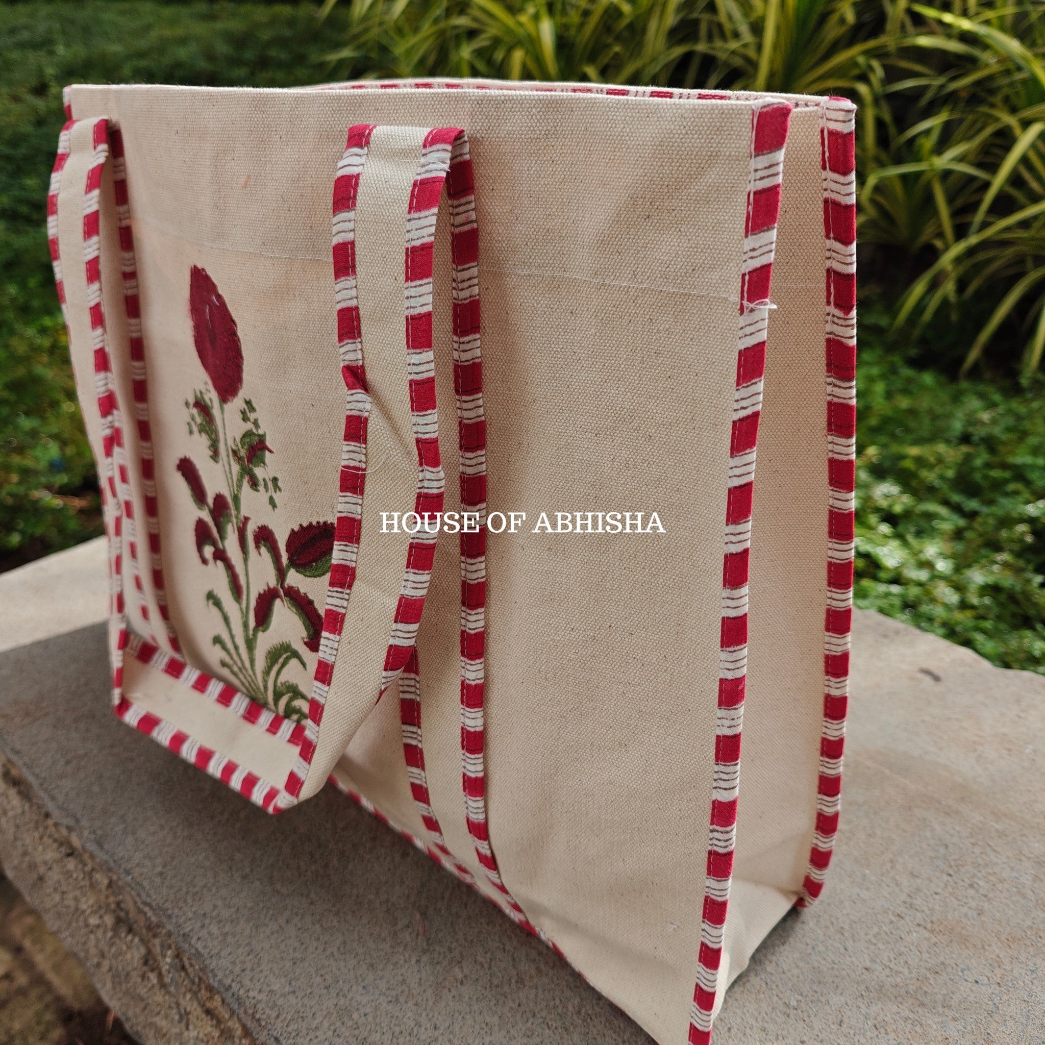 Red Poppy Canvas Cotton Tote Bag