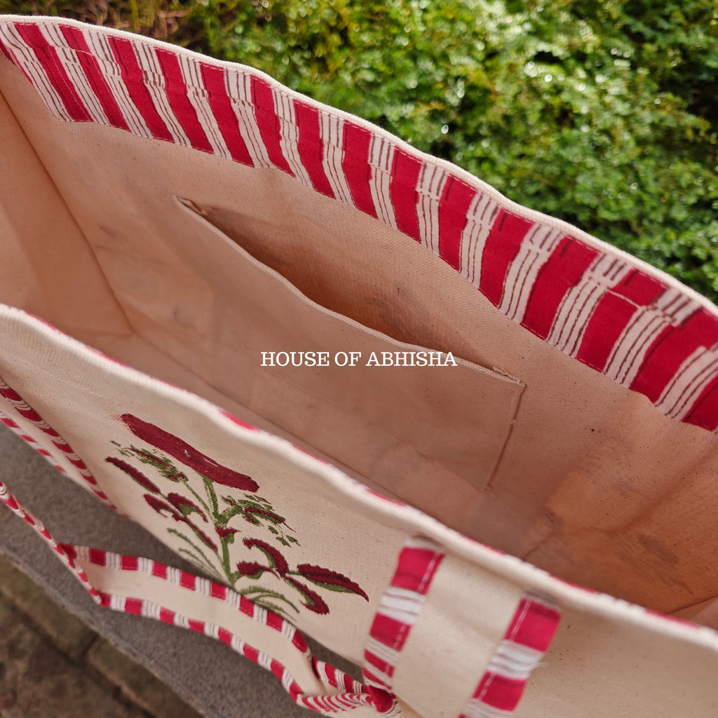 Red Poppy Canvas Cotton Tote Bag