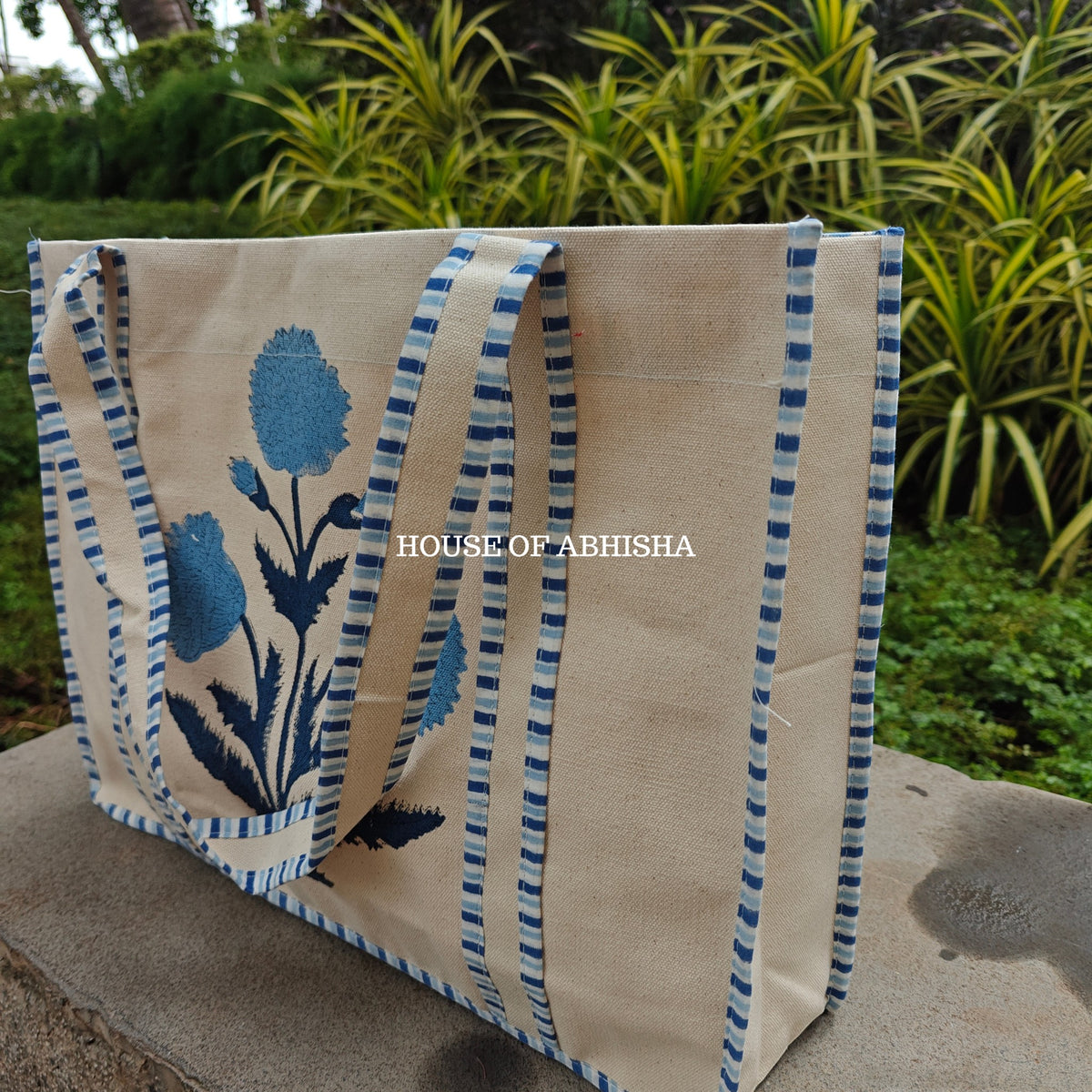 Blue Marigold Canvas Cotton Tote Bag