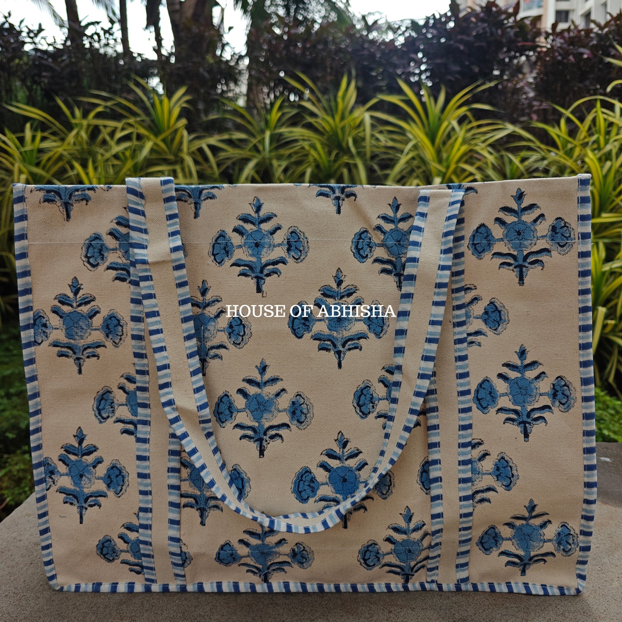 Blue Marigold Canvas Cotton Tote Bag