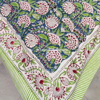 Gardenia Handblock Printed South Cotton Table Cover