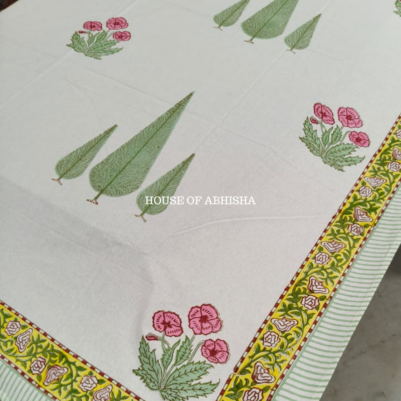Mughal Buta Handblock Printed South Cotton Table Cover