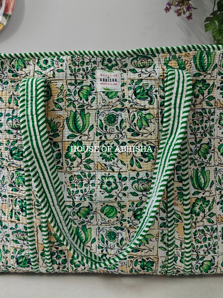 Peony Quilted Cotton Tote Bag