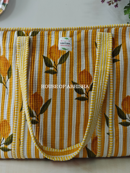 Lemon Rush Quilted Cotton Tote Bag