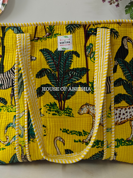 Jungle Mela Quilted Cotton Tote Bag