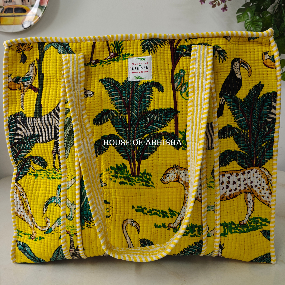 Jungle Mela Quilted Cotton Tote Bag