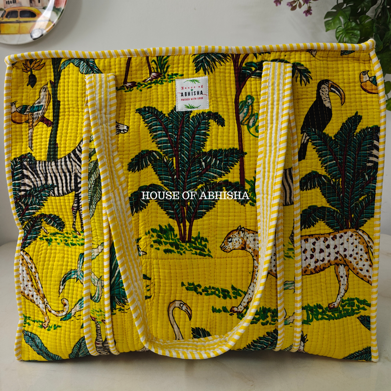 Jungle Mela Quilted Cotton Tote Bag