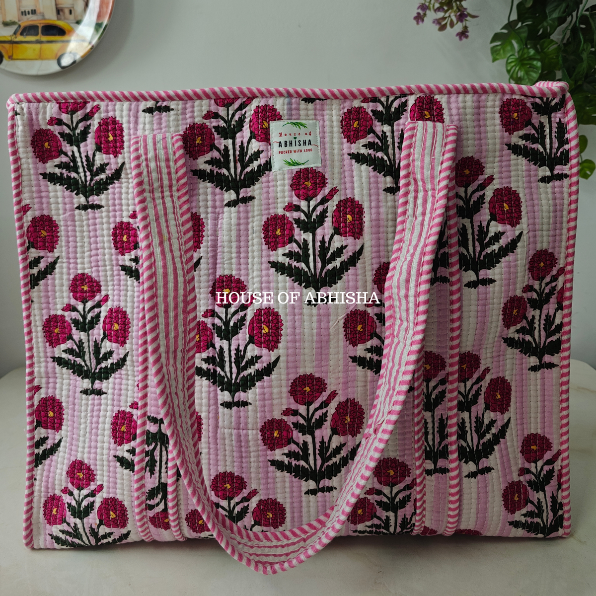 Rosalie Quilted Cotton Tote Bag