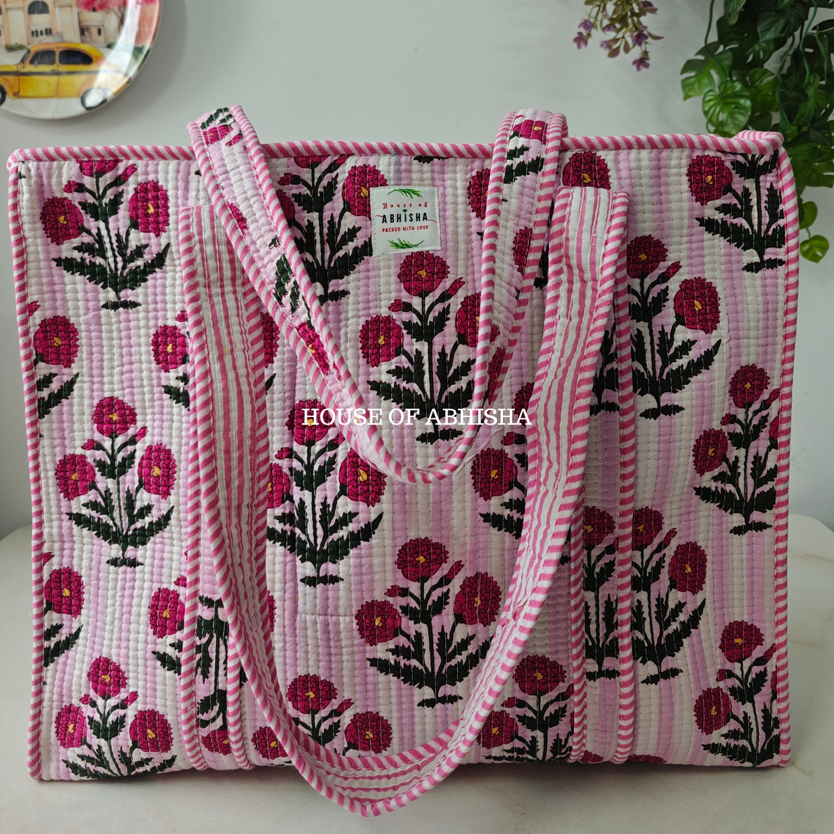 Rosalie Quilted Cotton Tote Bag