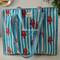 Lobster World Quilted Cotton Tote Bag